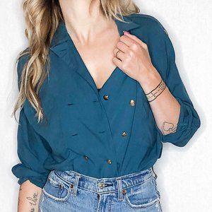 Vintage 80s Campagnie Internationale EXPRESS double breasted top.